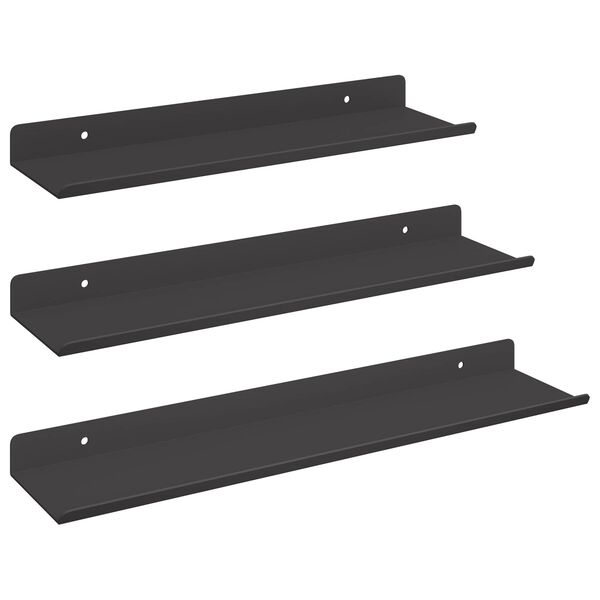 vidaXL &Eacute;tag&egrave;re flottante 3 pcs Noir 40 x 9 x 2,5 cm Acier