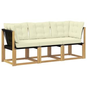 vidaXL Canap&eacute; d&rsquo;ext&eacute;rieur milieu et coin avec coussin 3 Pi&egrave;ce Blanc