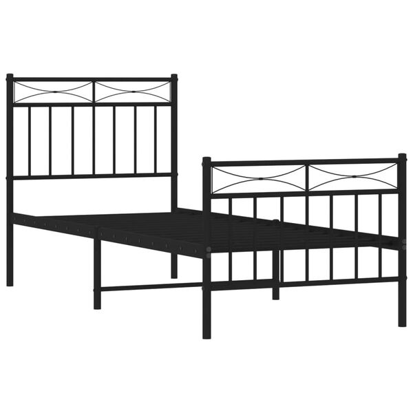 vidaXL Cadre de lit métal sans matelas avec pied de lit noir 75x190 cm