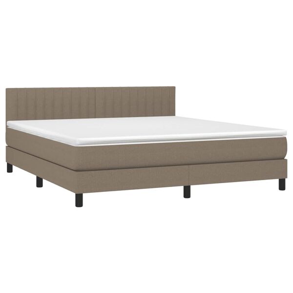 vidaXL Sommier &agrave; lattes de lit avec matelas LED Taupe 180x200 cm Tissu