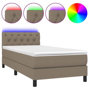 vidaXL Sommier &agrave; lattes de lit avec matelas LED Taupe 80x200 cm Tissu