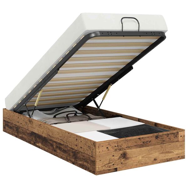 vidaXL Cadre de lit ottoman avec stockage Bois ancien 80,5 x 200 cm