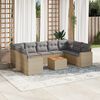 vidaXL Salon de jardin et coussins 10 pcs m&eacute;lange beige r&eacute;sine tress&eacute;e