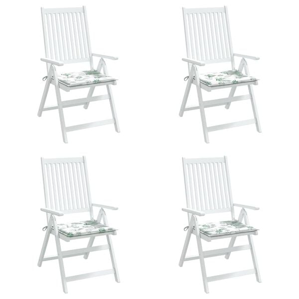 vidaXL Coussins de chaise lot de 4 motif de feuilles 50x50x4 cm tissu
