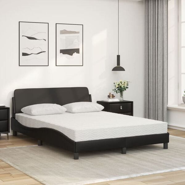 vidaXL Lit avec matelas Dover noir 140x190 cm similicuir