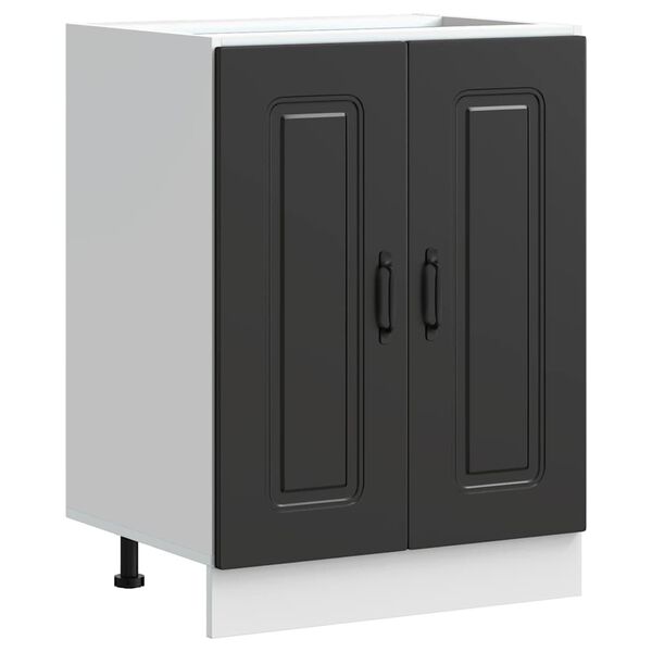 vidaXL Meuble bas pour &eacute;vier Kalmar noir 60x46x81,5 cm bois ing&eacute;nierie