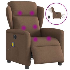 vidaXL Fauteuil inclinable de massage &eacute;lectrique marron tissu
