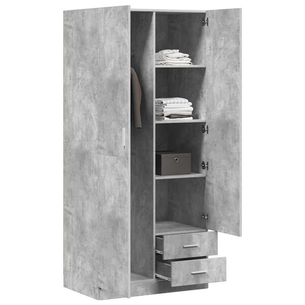 vidaXL Garde-robe Gris b&eacute;ton 80x52x180 cm Agglom&eacute;r&eacute;