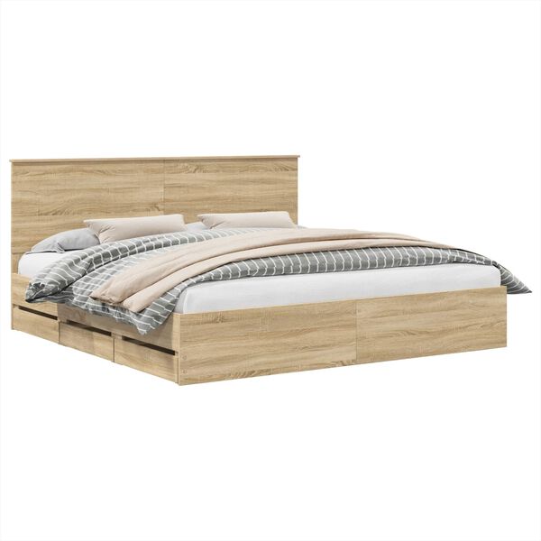 vidaXL Cadre de lit Ch&ecirc;ne Sonoma 200 x 200 cm Bois Ing&eacute;nierie