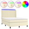 vidaXL Sommier &agrave; lattes de lit matelas LED Cr&egrave;me 140x190 cm Similicuir