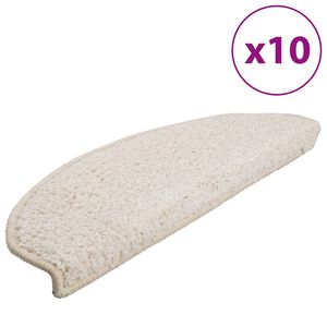 vidaXL Tapis d'escalier 10 pi&egrave;ces 65 x 21 x 4 cm Blanc Demi-rond Grand