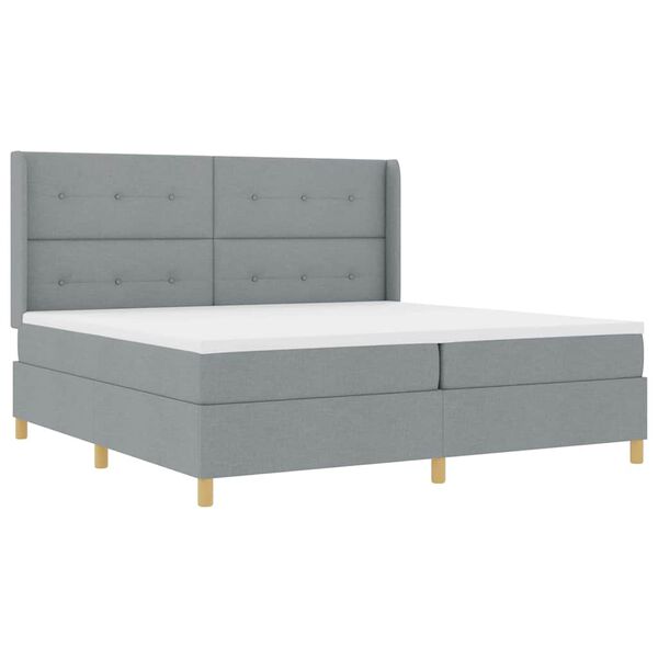 vidaXL Lit &agrave; Ressorts avec matelas Gris clair 200 x 200 cm tissu