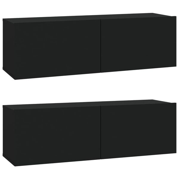 vidaXL Ensemble de meubles TV 4 pcs Noir Bois d'ing&eacute;nierie