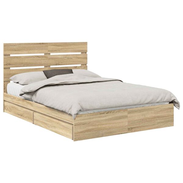 vidaXL Lit de Rangement Ch&ecirc;ne Sonoma 160 x 200 cm Bois d'ing&eacute;nierie