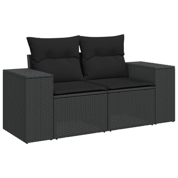 vidaXL Salon de jardin 9 pcs avec coussins noir r&eacute;sine tress&eacute;e