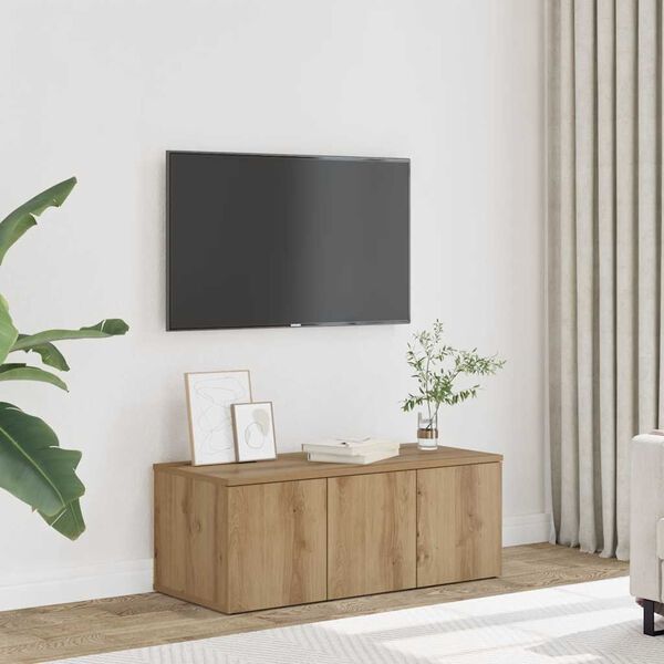 vidaXL Meuble TV ch&ecirc;ne artisanal 80x34x30 cm bois d'ing&eacute;nierie