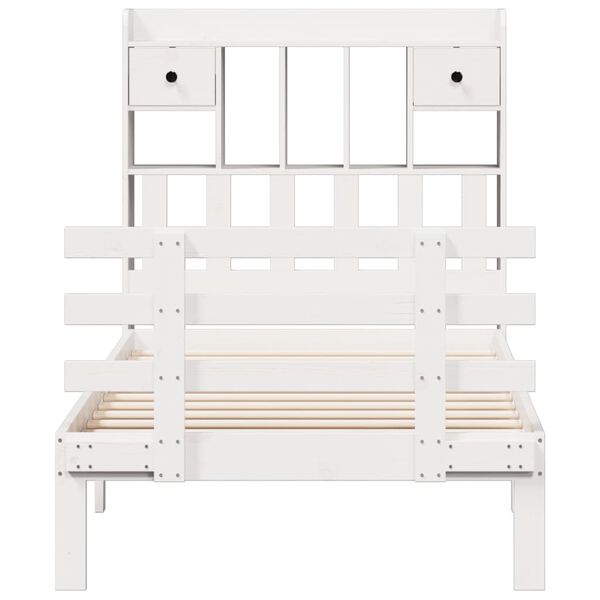 vidaXL Lit biblioth&egrave;que sans matelas blanc 90x200cm bois de pin massif