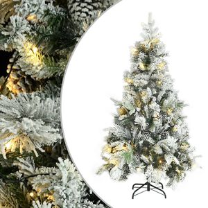 vidaXL Sapin de No&euml;l pr&eacute;-&eacute;clair&eacute; avec neige floqu&eacute;e/c&ocirc;nes 195cm PVC/PE
