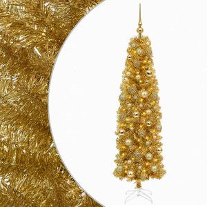 vidaXL Arbre de No&euml;l slim artificiel avec boules 180 cm 300 LED