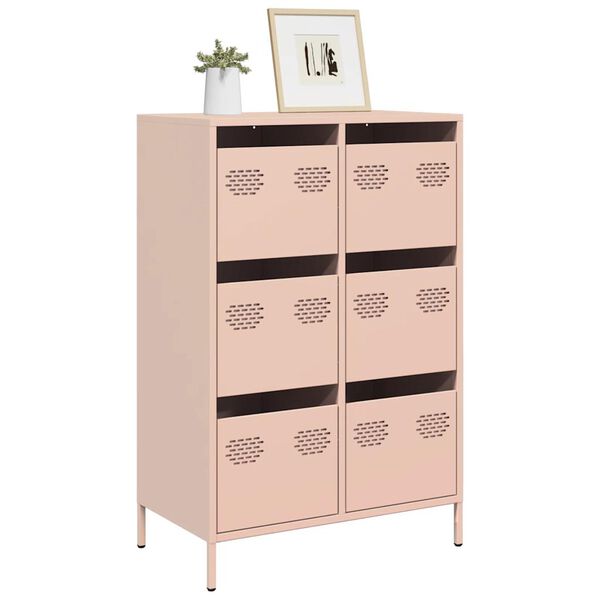 vidaXL Buffet haut rose 68x39x101,5 cm acier