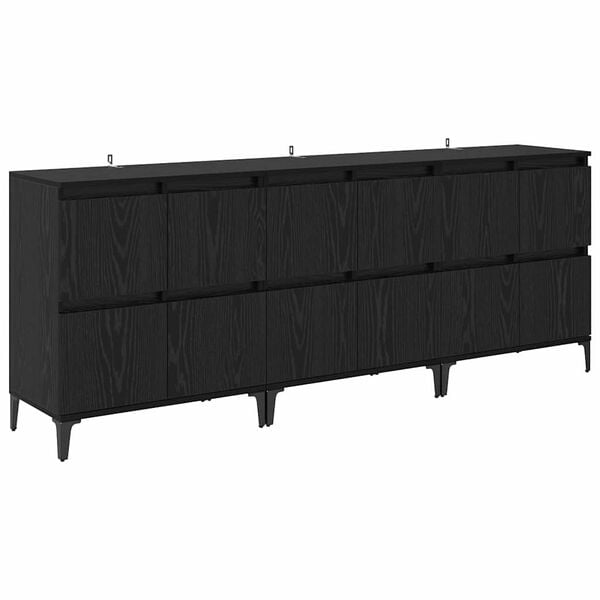 vidaXL Buffets 3 pcs Ch&ecirc;ne noir 60 x 35 x 70 cm Bois d'ing&eacute;nierie