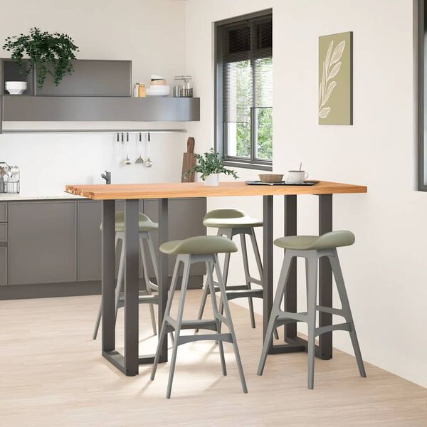 vidaXL Table de bar rectangulaire en bois massif de ch&ecirc;ne marron clair 180 x 80 x 112 cm