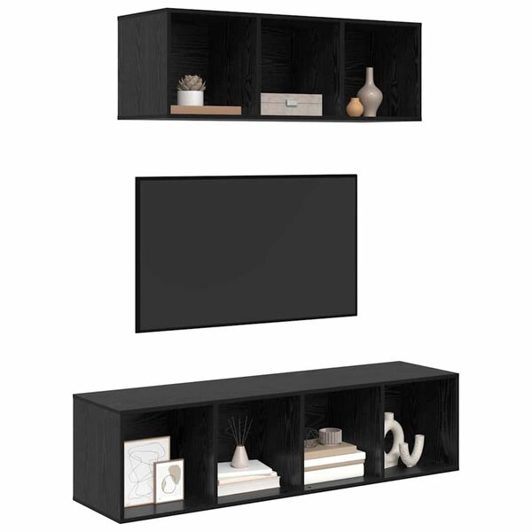 vidaXL Ensemble meuble TV 2 pcs Ch&ecirc;ne noir Bois d'ing&eacute;nierie