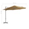 vidaXL Parasol de jardin en porte-à-faux avec mât en acier taupe