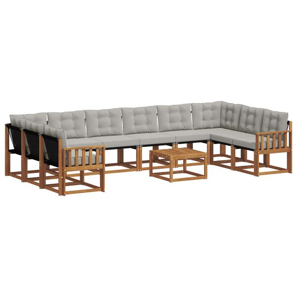 vidaXL Ensemble de canap&eacute;s d'ext&eacute;rieur 11 pcs Gris Naturel et Clair