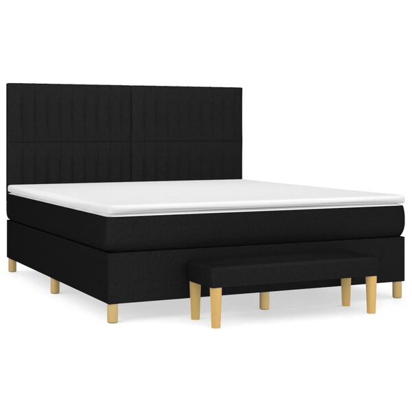 vidaXL Sommier &agrave; lattes de lit avec matelas Noir 160x200 cm Tissu