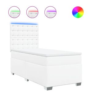 vidaXL Sommier &agrave; lattes de lit avec matelas Blanc 100x200cm Similicuir