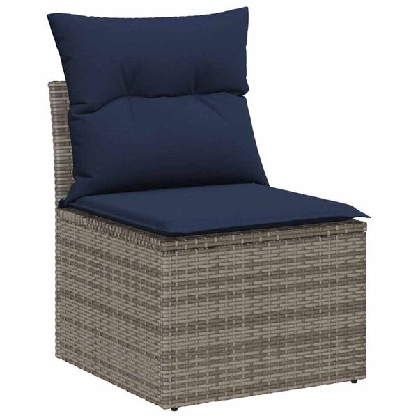 vidaXL Ensemble de canap&eacute; de jardin avec coussin 7 pcs Gris polyrotin