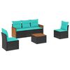 vidaXL Ensemble de canap&eacute; de jardin 6 pcs avec coussins noir r&eacute;sine tress&eacute;e