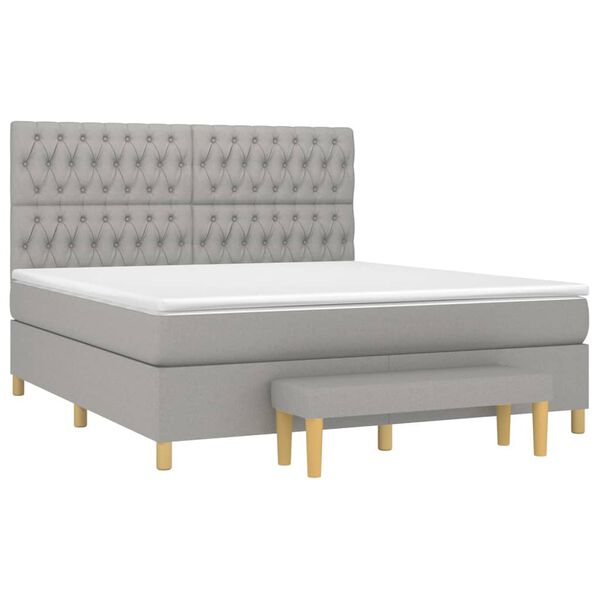 vidaXL Sommier &agrave; lattes de lit avec matelas Gris clair 180x200cm Tissu