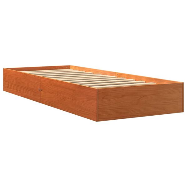 vidaXL Cadre de lit sans matelas cire marron 90x190 cm bois pin massif