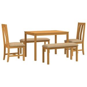 vidaXL Ensemble de salle &agrave; manger 5 pc Beige Bois de ch&ecirc;ne massif