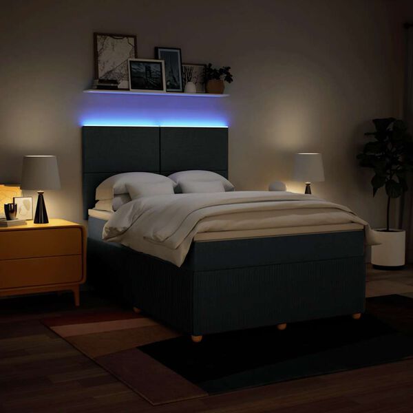 vidaXL Sommier &agrave; lattes de lit avec matelas Bleu 140x200 cm Tissu