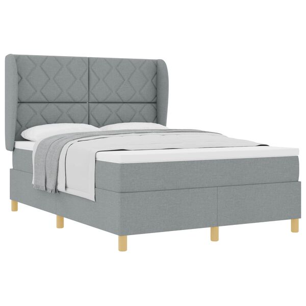 vidaXL Lit &agrave; ressorts avec matelas gris fonc&eacute; 90x190 cm Gris clair