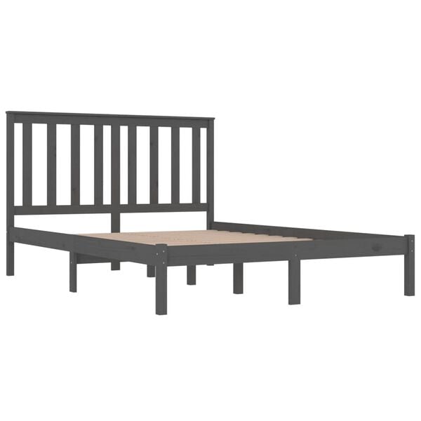 vidaXL Cadre de lit sans matelas gris bois massif 200x200 cm