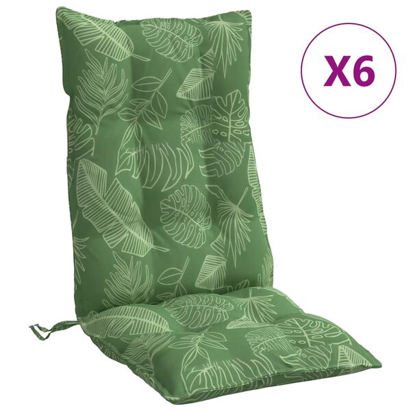 vidaXL Coussins de chaise &agrave; dossier haut lot de 6 mod&egrave;le de feuille