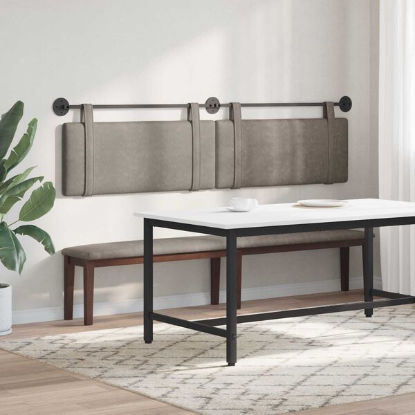vidaXL T&ecirc;te de lit suspendue Uni Gris 210 x 55 x 5 cm PU antique