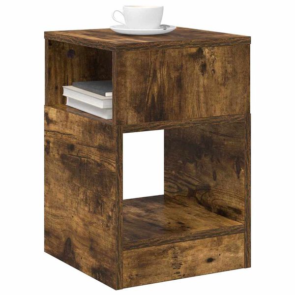 vidaXL Table d'appoint Ch&ecirc;ne fum&eacute; 30,5 x 30 x 45 cm Bois d'ing&eacute;nierie