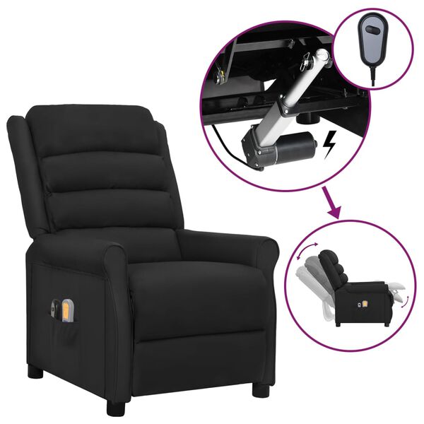 vidaXL Fauteuil électrique de massage Noir Similicuir
