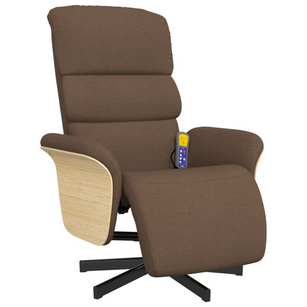 vidaXL Fauteuil inclinable de massage avec repose-pieds marron tissu