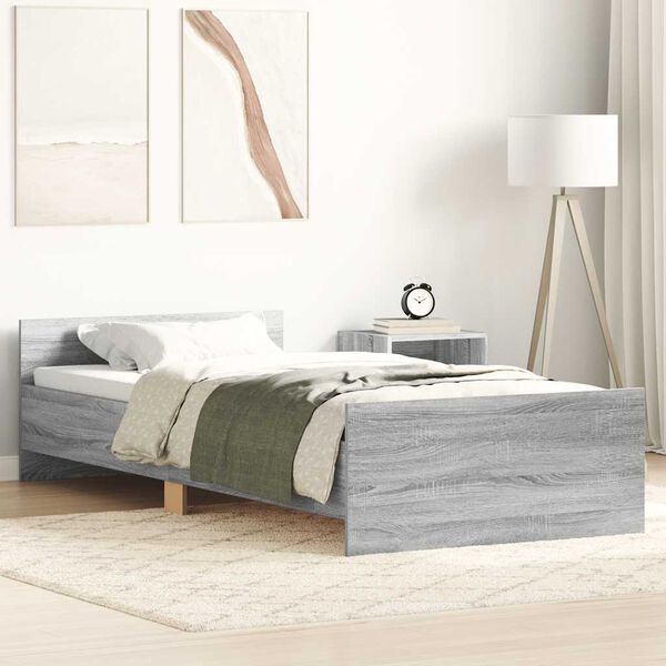 vidaXL Cadre de lit sans matelas sonoma gris 75x190 cm