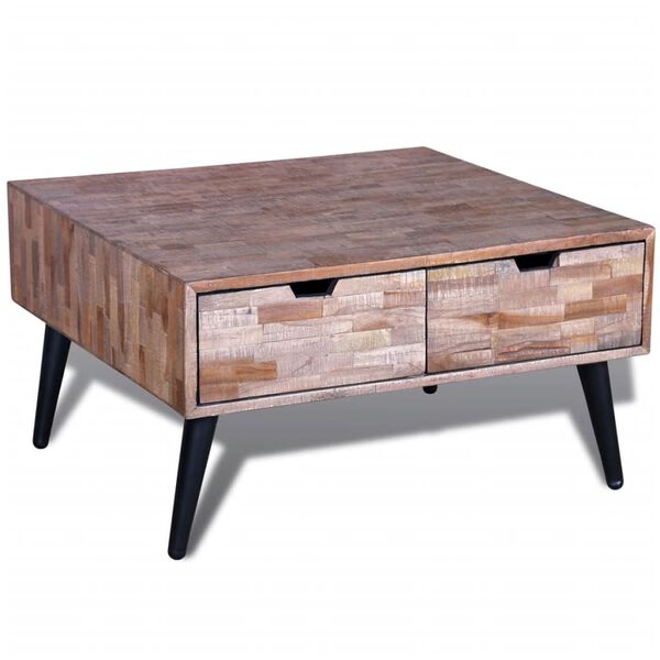 vidaXL Table basse avec 4 tiroirs Bois de teck recyclé