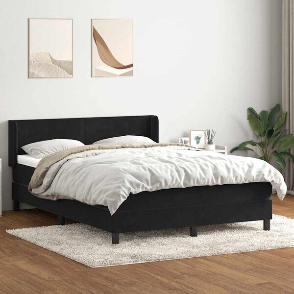 vidaXL Sommier &agrave; lattes de lit avec matelas noir 160x210 cm velours