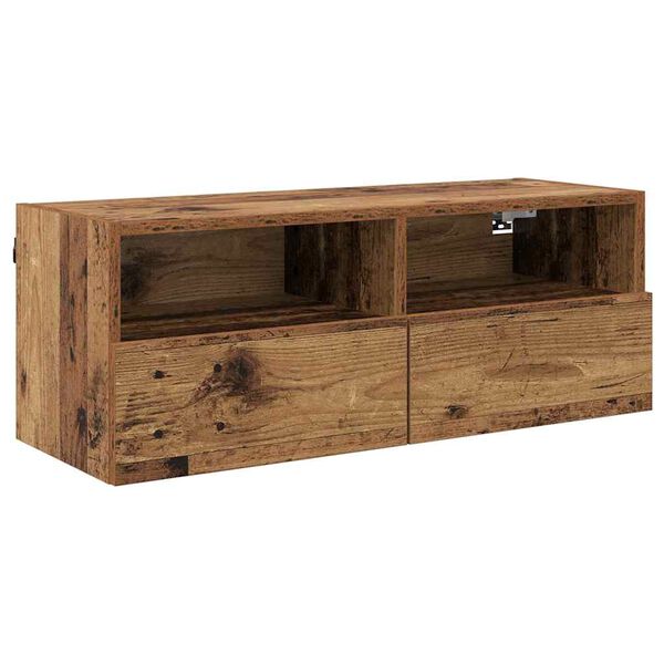 vidaXL Meuble TV mural Bois Ancien 80 x 30 x 30 cm Bois d'ing&eacute;nierie