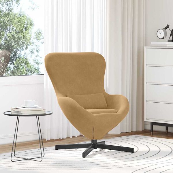 vidaXL Fauteuil &oelig;uf Marron 63 x 73 x 90 cm Velours