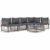 vidaXL Salon de jardin 6 pcs avec coussins anthracite r&eacute;sine tress&eacute;e